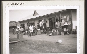 In front of an indigenous shop in the border market settlement Sampa