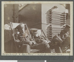 Officers asleep on deck, Atlantic Ocean, June 1917