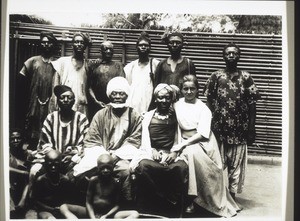 Cameroon, Grassfields, Fumban. The oldest daughter of the King with her husband in her compound