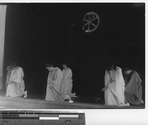 Students performing at the Russian school at Dalian, China, 1937