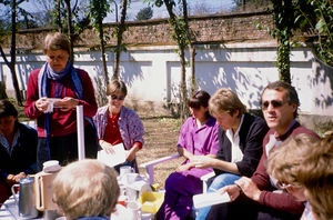 Coffee break at The Norwegian School in Kathmandu, Nepal, March 1988