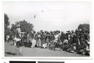 Dancing performance at the coronation celebration, Ramotswa, Botswana, 1937