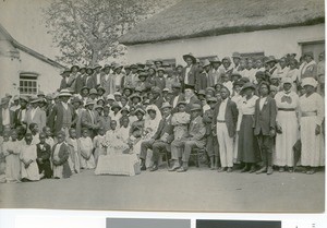 Bridal couple and wedding guests, South Africa