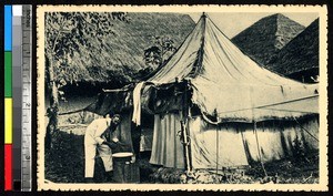 Brother Bisanti at a wash basin, India, ca.1920-1940