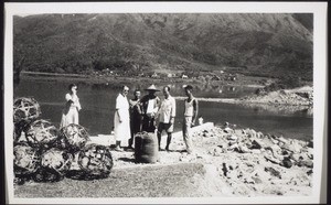 Schen Wan, Sister Martha Guggenbühl and Sister M. Conzelmann visiting the area which suffered damage during the typhoon