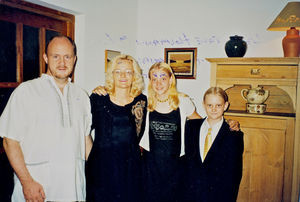 Laila Bloch and Tage Holmann Sørensen with their kids, Astrid and Martin, sent by Danish Santal