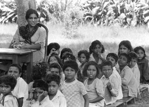 Christine Irfan teaching mentally handicapped children at Peshawar Diocese, Pakistan