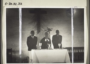 A communion service in Kumba, after the utensils for communion from Kriens had been given to the church