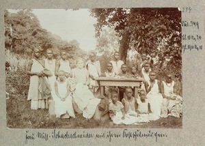 Ms. Missionary Schachschneider with her boarding school girls, Tanzania, ca.1901-1917