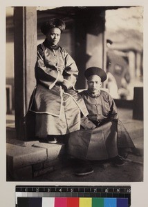 Portrait of Chinese men wearing winter clothes, Beijing, China, ca. 1861-1864