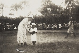 Mrs Wood and a little cadet, Nigeria, 1934