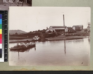 Ferry crossing river, Madagascar, ca. 1913