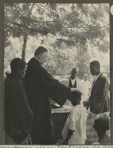 Benediction of a baptizand, Gonja, Tanzania, ca.1929-1933