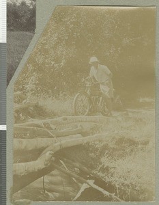 Dr Irvine on a motorbike, Eastern province, Kenya, May 1923