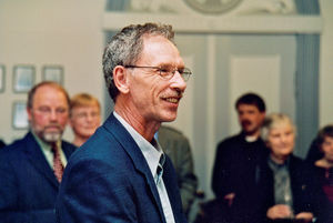 Jørgen Nørgaard Pedersen's farewell reception, September 2002. Secretary Jørgen Bøjtler, the Mo