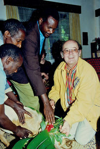 Bishop Kresten Drejergaard, Diocese of Funen, visiting the Kagera Region, Tanzania, 1997. Here