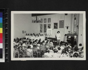 Sunday school service, Shanghai Shi, China, 1954