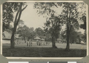 Village scene with dispensary, Eastern province, Kenya, ca.1939