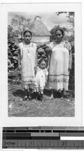 Maya woman and her two daughters, Carrillo Puerto, Quintana Roo, Mexico, ca. 1947