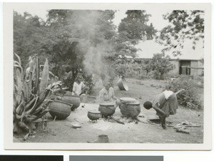 African women cooking outdoors, South Africa