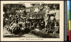 Schoolchildren studying outdoors, India, ca.1920-1940