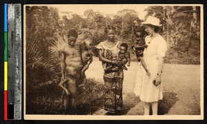 Female missionary with women and children, Lombolombo, Congo, ca.1920-1940