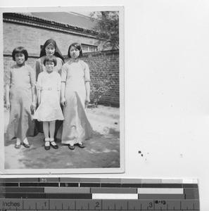 Sr. Celine Marie with girls at Fushun, China, 1938