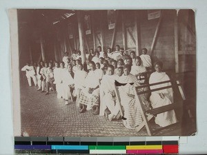 Congregation gathered in the church in Bethel, Morondava, Madagascar, ca.1900