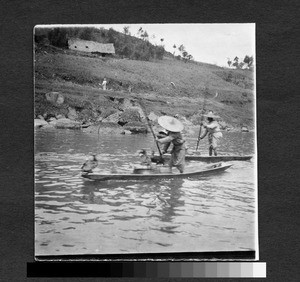 Fishing with cormorants, Sichuan, China, ca.1900-1920