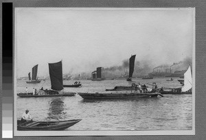 Boats on the Whangpoo River, Shanghai, China, ca.1920-1930