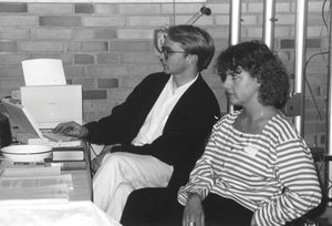 Annual meeting at Hammerum, 1991. The economy manager Birger Nygaard and the bookkeeper Dorte F