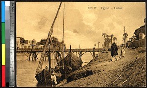 Boats along a canal, Egypt, ca.1920-1940