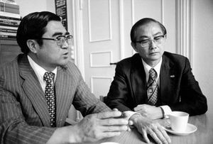 Pastor Peter Chou (th) og pastor Liu Hsing-Yi (tv), præsident i Taiwan Lutherske Kirke/TLC, under et besøg i Danmark, august 1979