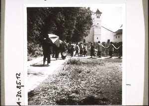 Blind girls going to church in Moiyen