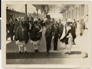 Welcoming of the Duke of Gloucester at the railway station, Addis Abeba, Ethiopia, 1930