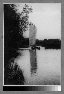 Chinese boat on Suzhou Creek, Shanghai, China, ca.1920-1930