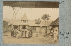 Group of people in front of the church, Moshi, Tanzania