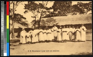 Bishop visits seminary, Africa, ca.1920-1940