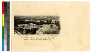 Aerial view of buildings and a pool, India, ca.1920-1940