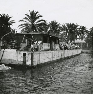 Boat on the Ogooue river, in Gabon