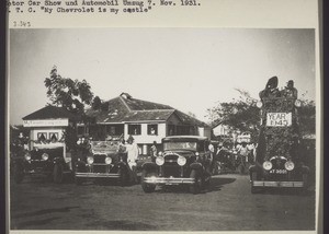 Accra / Motor Car Show und Automobil Umzug 7. Nov. 1931. U.T.C. 'My chevrolet is my castle