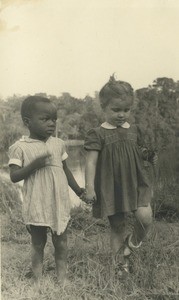 African and European children, in Gabon