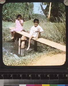 Two children on bridge, Guyana, s.d