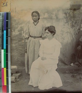 Emma Andersen together with a Malagasy woman, Madagascar, ca.1909