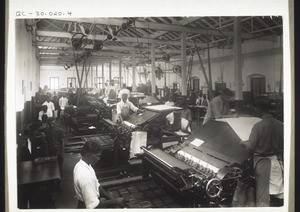 Machine room. In the printing press in Mangalore (India)