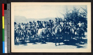 Basuto men on horses, Lesotho, ca.1920-1940