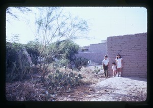 Children playing on a building