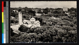 Aerial view of cathedral in Conakry, Guinea, ca.1920-1940