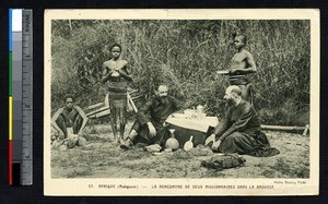 Missionaries dining in the bush, Madagascar, ca.1900-1930