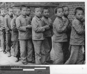 School boys in May procession at Fushun, China, 1938